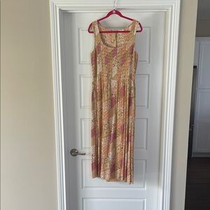 Fat Face Pink and Gold Patterned Sleeveless Maxi Dress